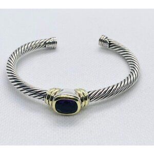David Yurman Noblesse Amethyst Sterling Silver 14K 585 Cuff Bracelet